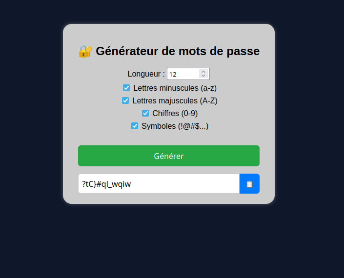 générateur de mot de passes